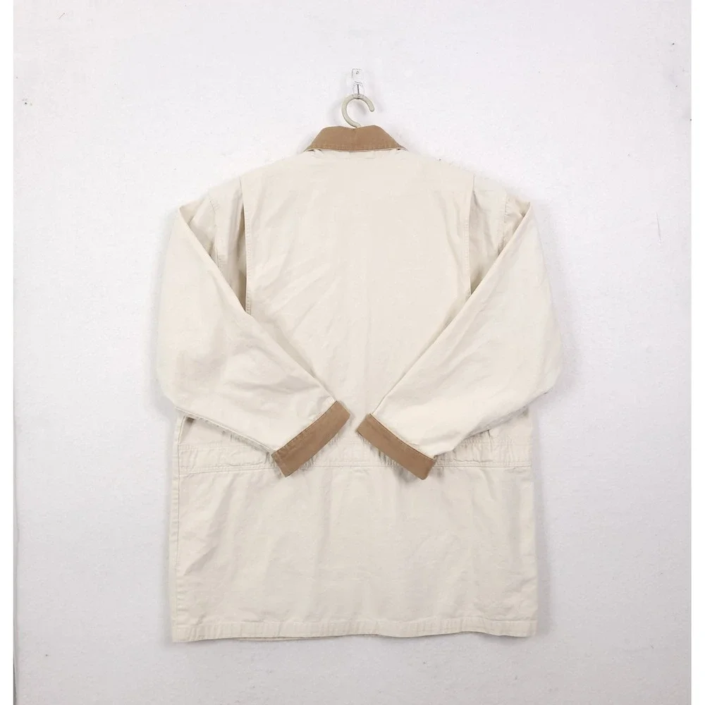 Vintage Eddie Bauer  Barn Chore Jacket Mens Large Ivory Field Travel Safari 90s